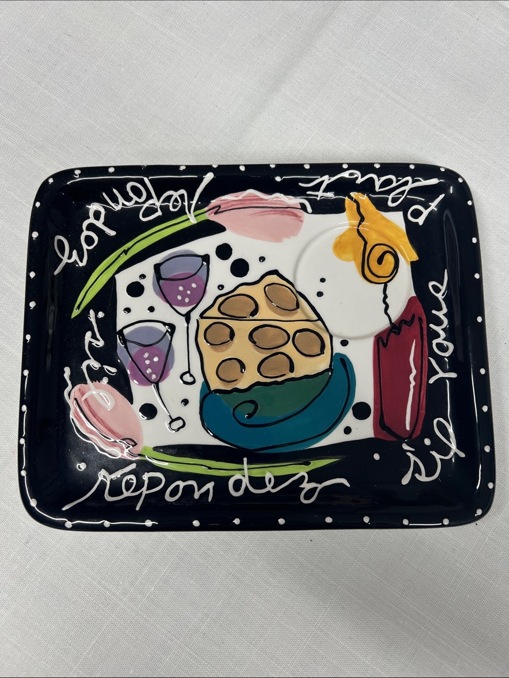 Hand-Painted Decorative Snack Plate - Multicolor